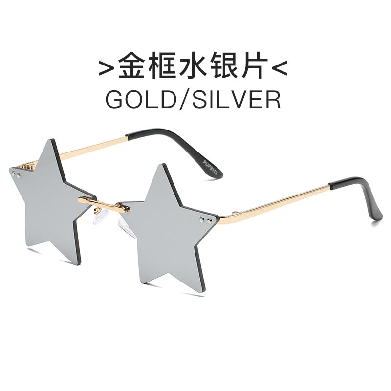 Steampunk Vintage Sunglasses Women Star Mirror Rimless Sunglasses Men Frameless Trend Fashion Retro Small Sunglasses Eyewear