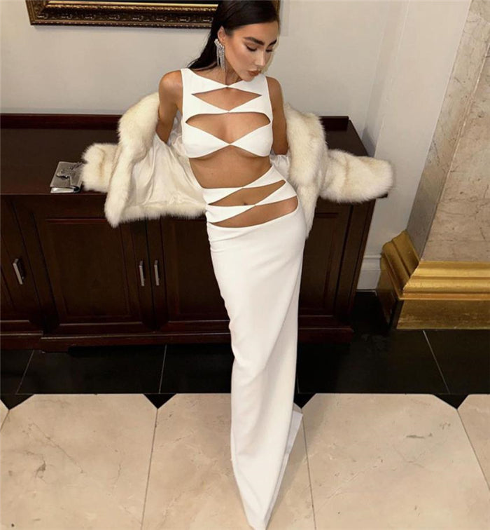 Fashion Sexy Slim Hip Sleeveless Dress Long Dress Sexy Bodycon Maxi Tank Dress