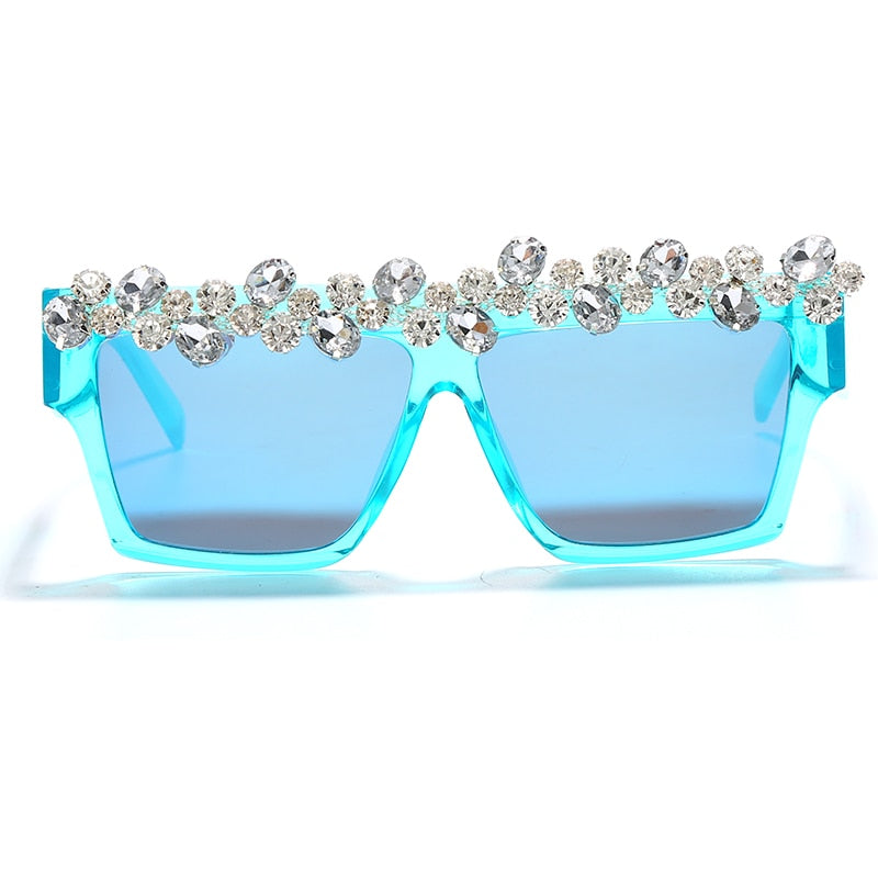 Oversized Square Diamond Sunglasses Women Luxury Brand Fashion Rhinestone Sunglasses Men One Piece Punk Gafas Shades Glasses