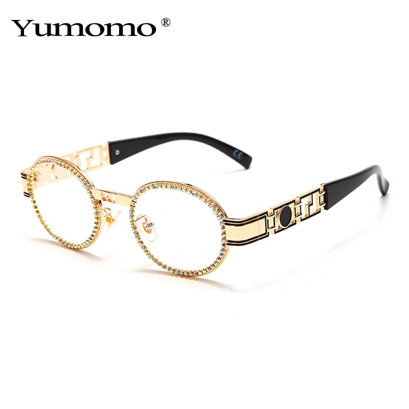 Fashion Oval Diamond Sunglasses New Women Men Luxury Rhinestone Sun Shades Glasses Gradient Lens Eyewear Female Eyeglasses UV400
