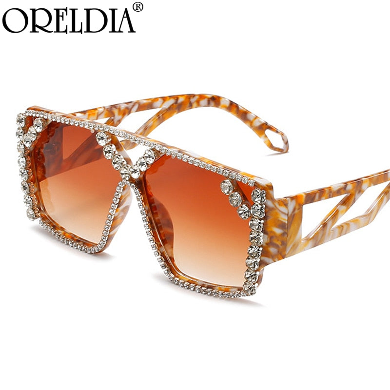 Oversized Square Diamond Sunglasses New Women Men Fashion Rhinestone Sun Glasses Lady Luxury Brand Designer Eyewear UV400 Unisex