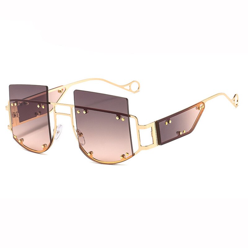 Fashion Rimless Sunglasses Women 2020 Men Luxury Brand Designer Sunglasses Ladies Square Retro Sun Glasses Oversized Eyewear