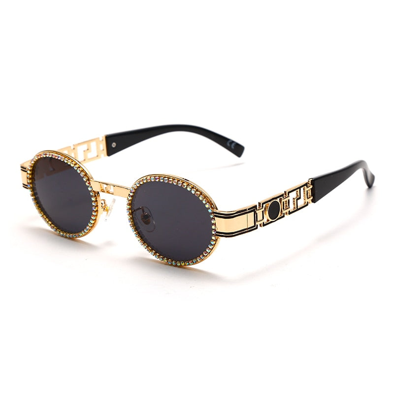 Fashion Oval Diamond Sunglasses New Women Men Luxury Rhinestone Sun Shades Glasses Gradient Lens Eyewear Female Eyeglasses UV400