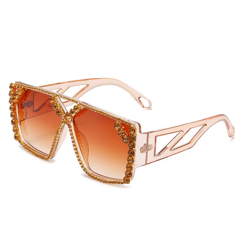 Oversized Square Diamond Sunglasses New Women Men Fashion Rhinestone Sun Glasses Lady Luxury Brand Designer Eyewear UV400 Unisex