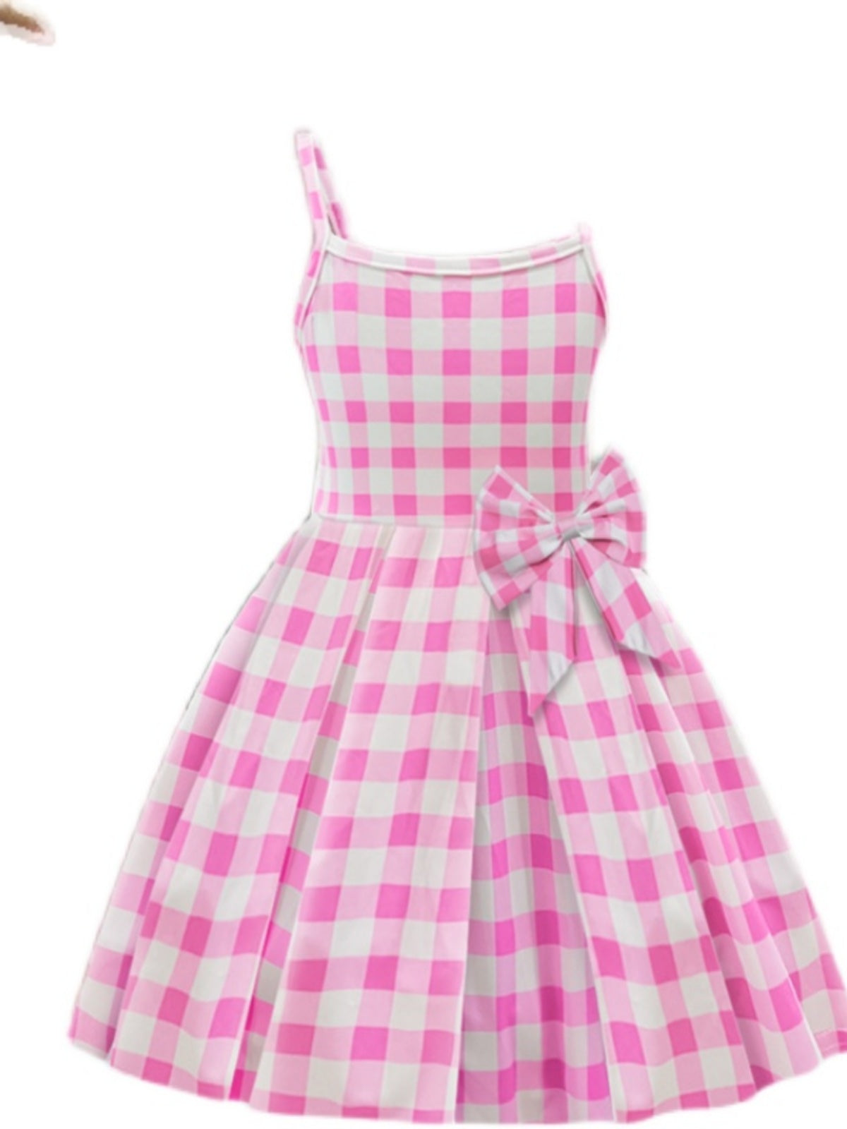 Princess Dress Girls' Cosplay Real Barbie Plaid Pink Suspender Dress Waist-Tight Dream Performance Dress