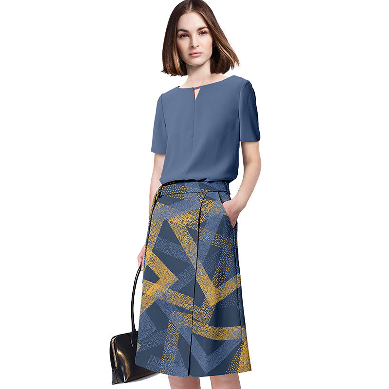 European and American Socialite Fancy Solid Color Shirt Print Skirt Suit Women's 2023 New Work Clothing Two-Piece Set for Summer