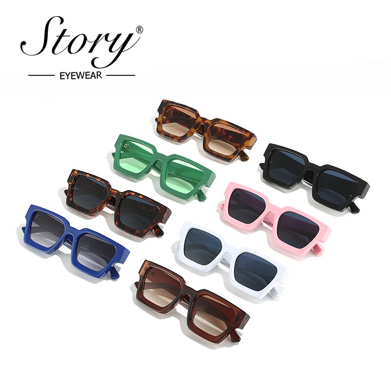 STORY Vintage Tortoiseshell Thick Square Sunglasses Women Men Brand Designer Fashion Chunky Rectangle Sun Glasses Female S19115