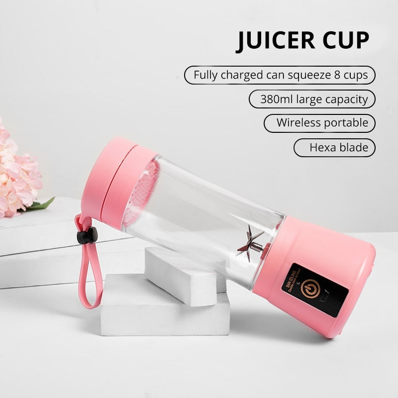 Mini Portable Blender Milkshake Cup With USB Rechargeable 6 Blades Mini Fruit Juice Mixer Shake Take Juice Cup