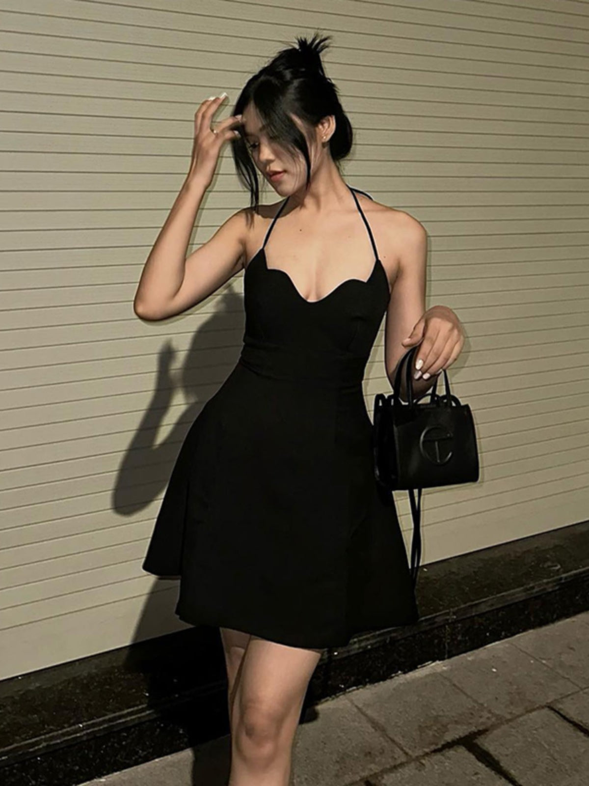 Instahot French Dress Female 2023 New Sexy Elegant Slim Fit Slim Backless Black Slip Dress